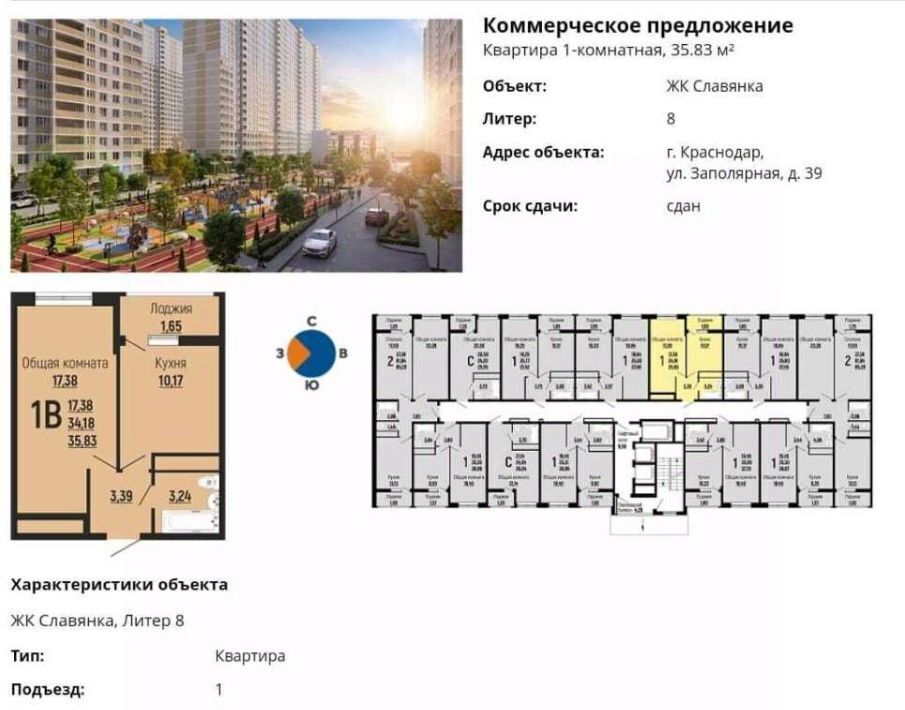 квартира г Краснодар р-н Прикубанский Славянский микрорайон ул Заполярная 39к/8 фото 5