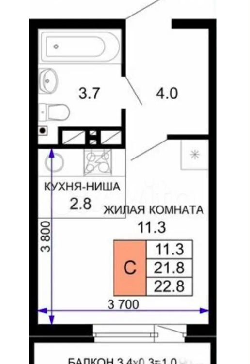 квартира г Краснодар р-н Прикубанский ул им. лётчика Позднякова 2к/15 фото 7