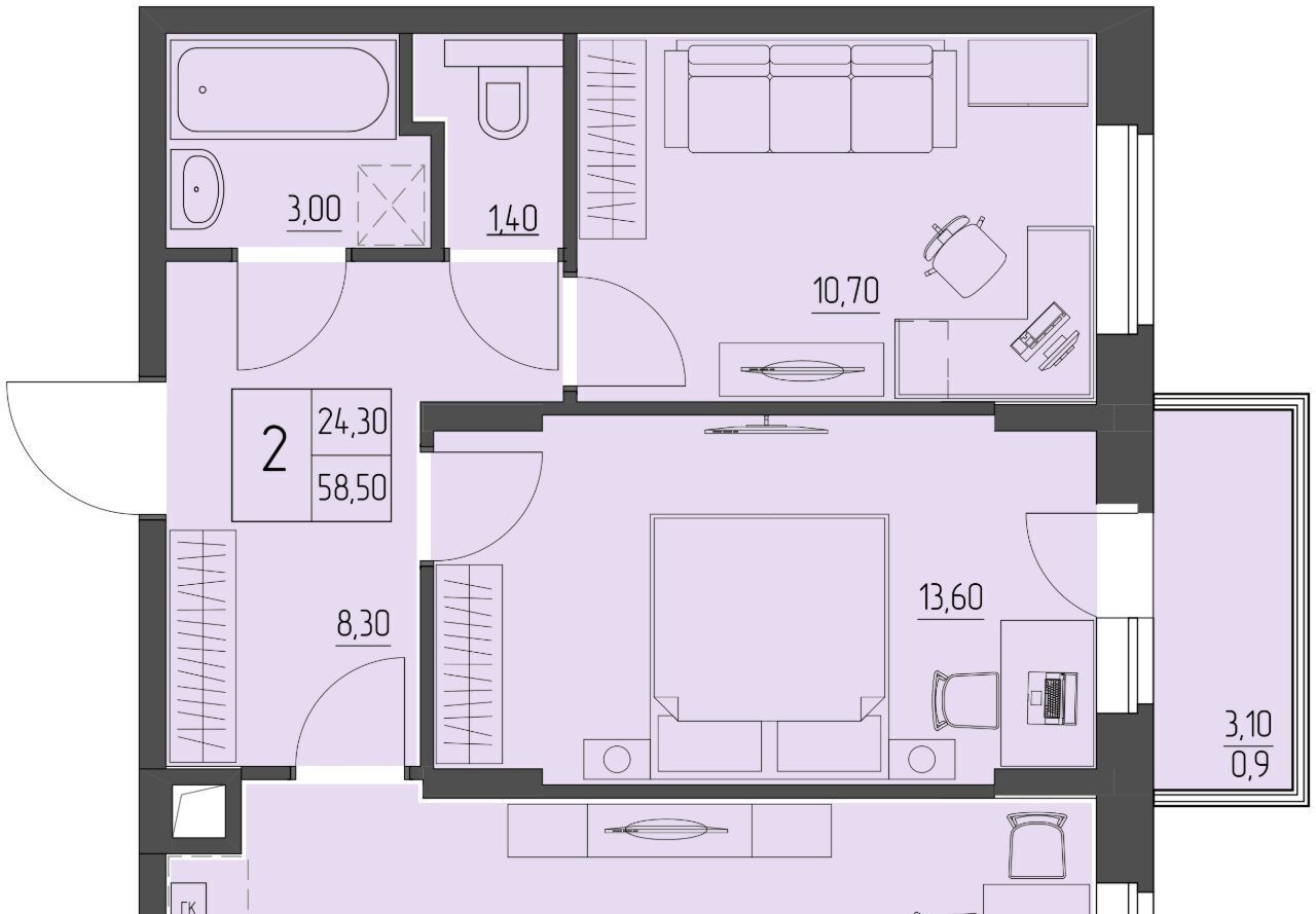 квартира г Батайск ул. Макаровского, 4к 2 фото 1