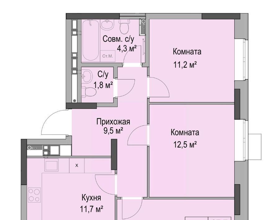 квартира г Ижевск р-н Первомайский пер Ботеневский 30к/1 фото 2