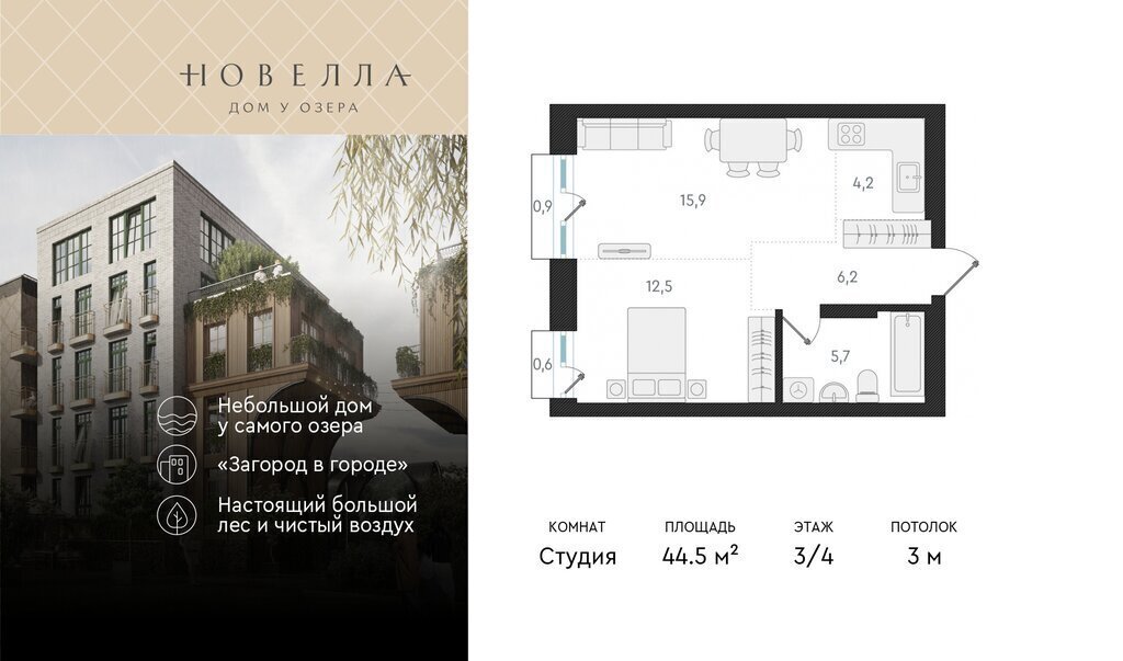 квартира г Новосибирск р-н Заельцовский Карьер Мочище Заельцовская ЖК «Новелла» фото 1