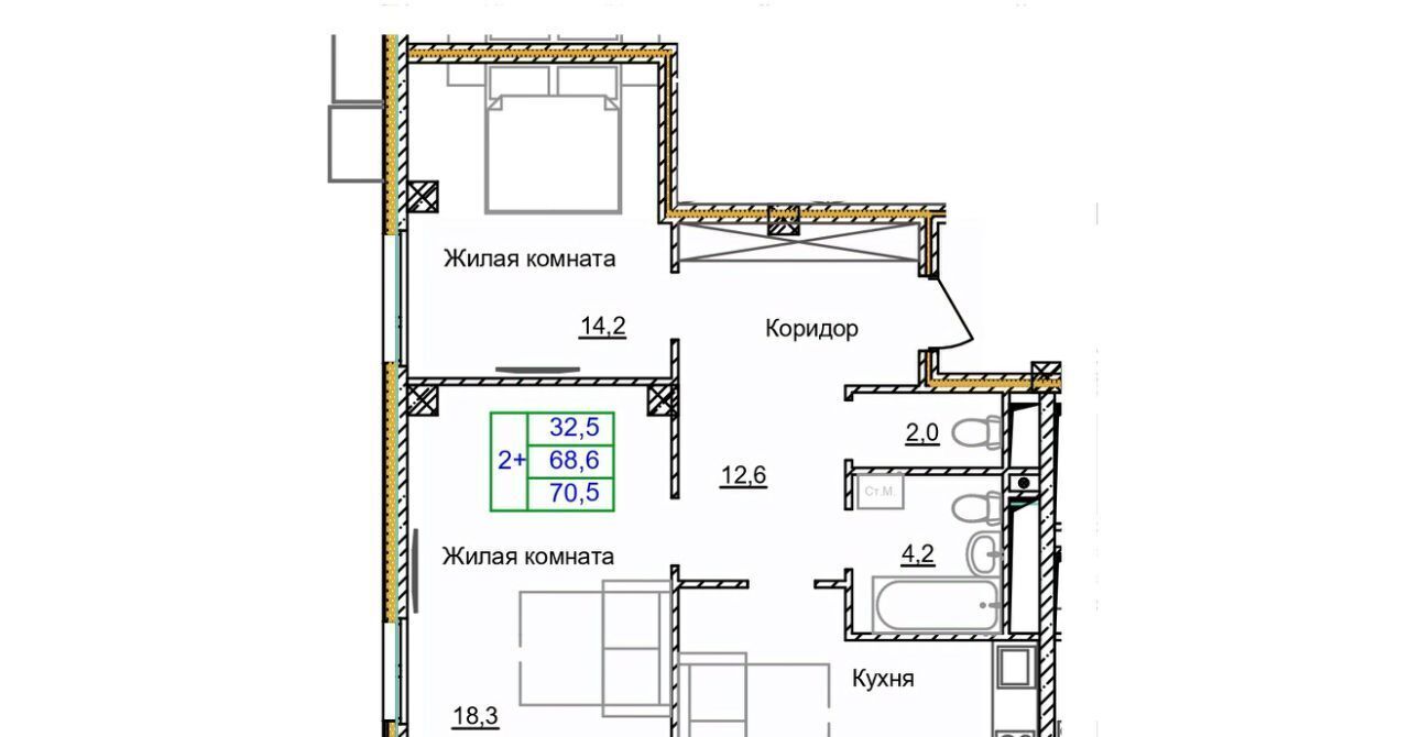 квартира г Старый Оскол микрорайон Космос 11 фото 1
