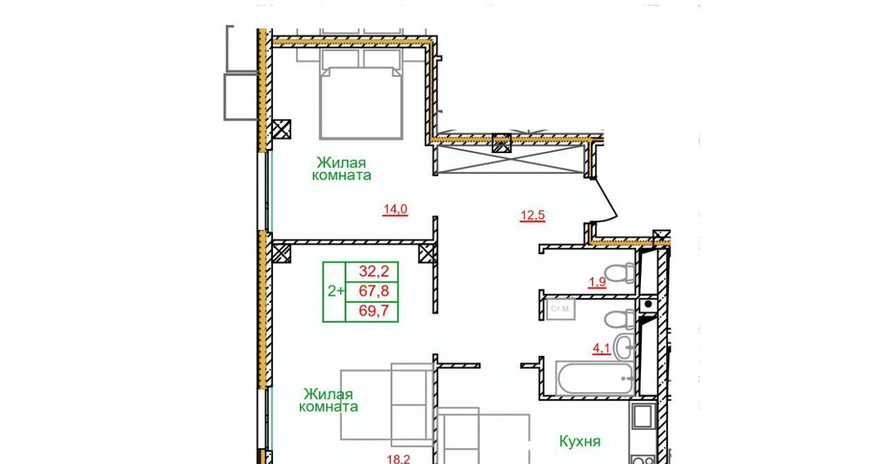 квартира г Старый Оскол микрорайон Космос 11 фото 1