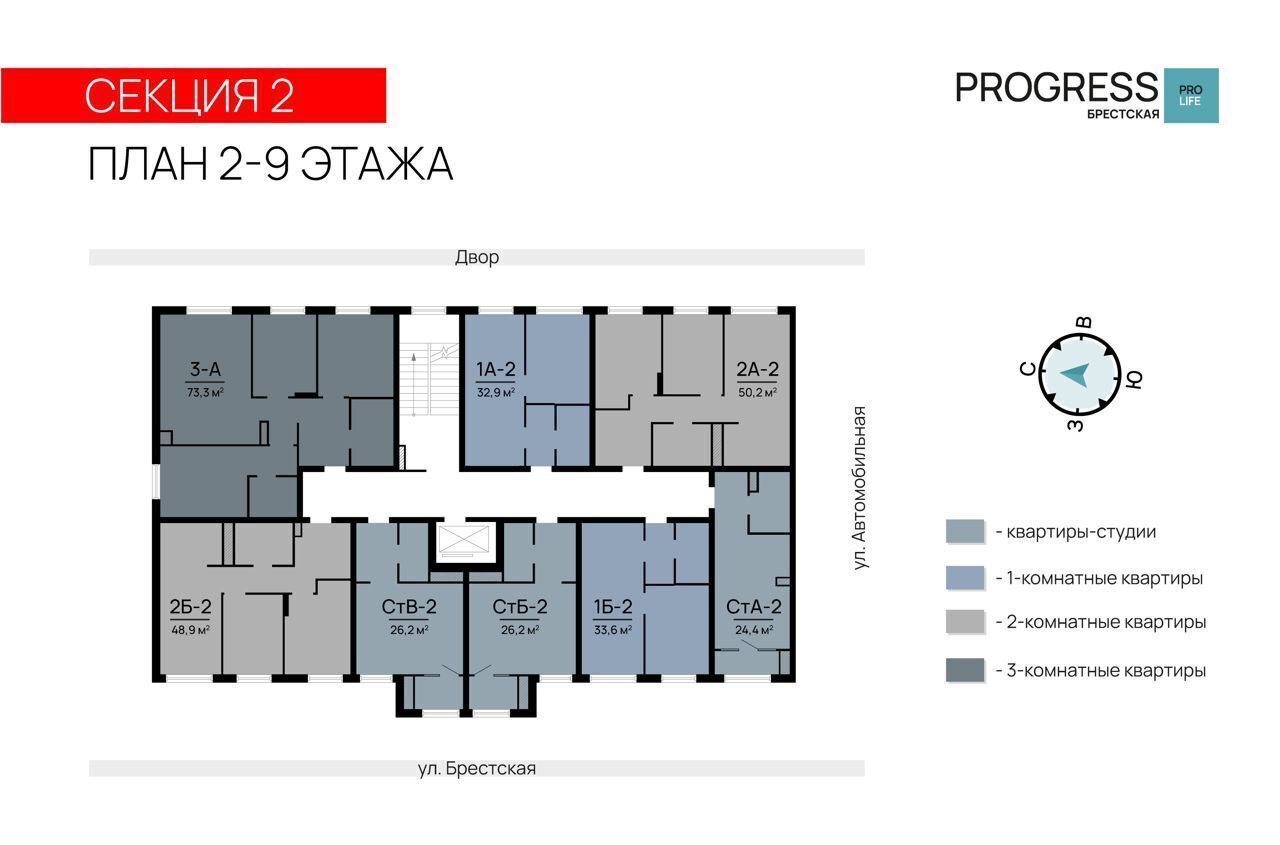 квартира г Астрахань р-н Советский ул Брестская 11 ЖК «PROGRESS Брестская» фото 11