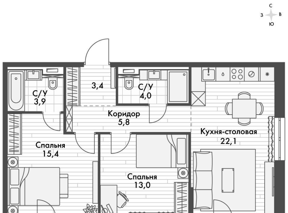 квартира г Казань ЖК "Фриссон" Аметьево фото 1