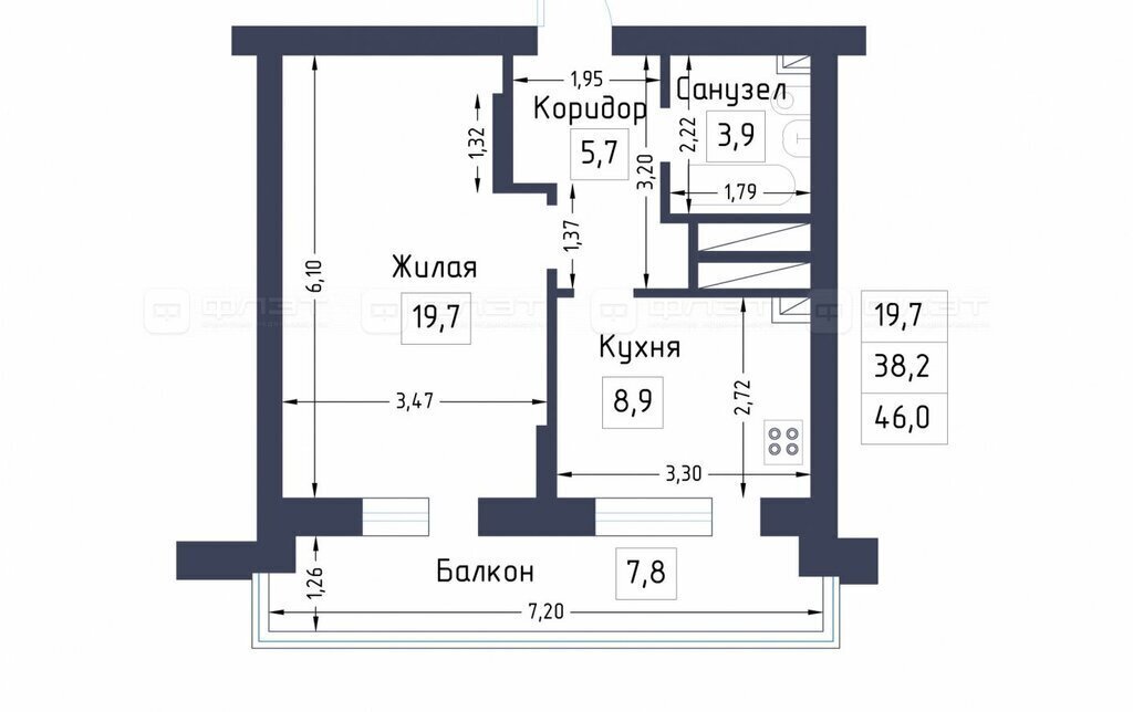 квартира г Казань Козья слобода ул Виктора Сажинова 6/9 фото 17