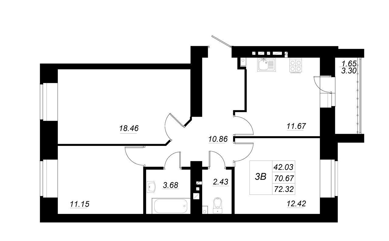 квартира р-н Зеленодольский с Осиново ЖК «Радужный-2» д. 13 фото 1