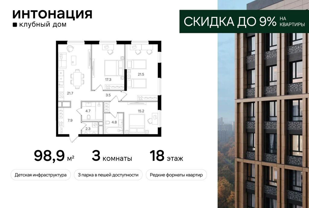 квартира г Москва метро Стрешнево ул Щукинская 3 ЖК «Интонация» муниципальный округ Щукино фото 1