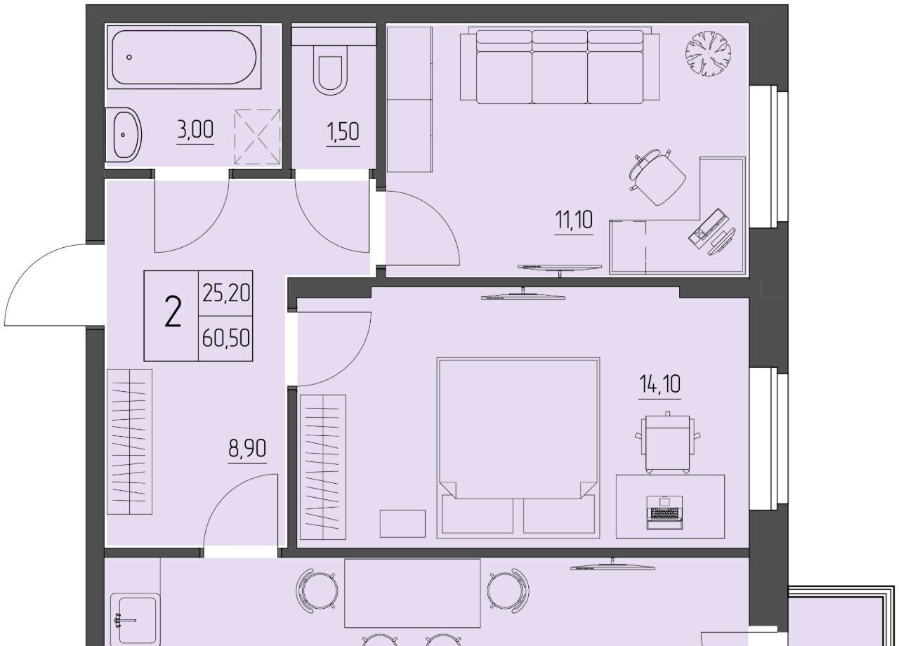 квартира г Батайск ул. Макаровского, 4к 2 фото 1