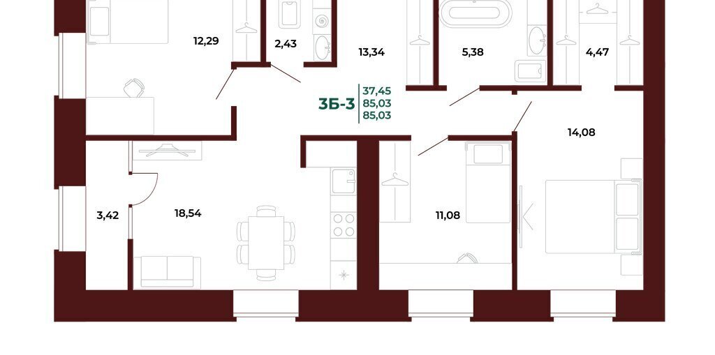 квартира г Пенза пр-кт Строителей 21ак/1 ЖК «Арбери» Октябрьский район фото 1