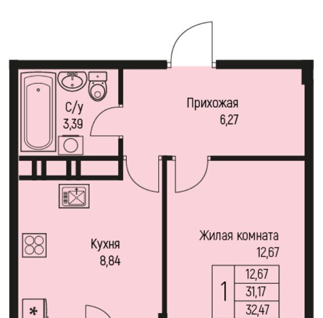 квартира р-н Тахтамукайский аул Новая Адыгея Старобжегокайское с/пос, аул, Ритм жилой комплекс фото 1