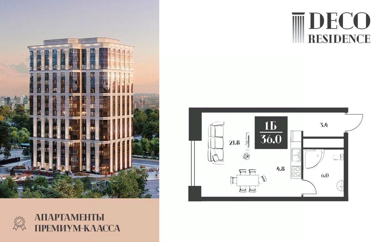 квартира г Москва метро Тульская ул Малая Тульская 2 апарт-комплекс Deco Residence муниципальный округ Даниловский фото 1