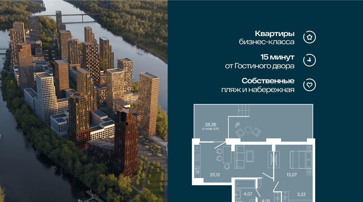 квартира г Уфа р-н Кировский ЖК "Белый остров" Кузнецовский Затон мкр фото 1