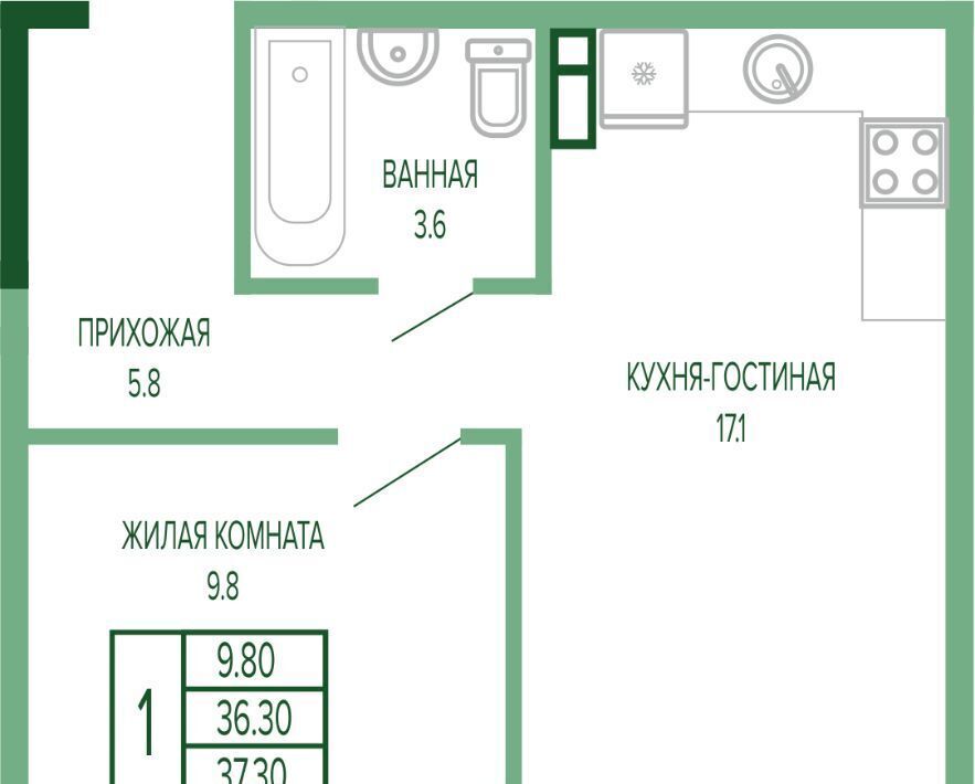 квартира г Краснодар р-н Прикубанский Фестивальный фото 1