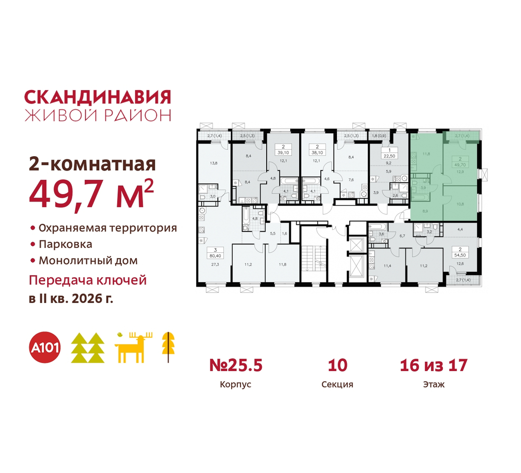 квартира г Москва п Сосенское б-р Скандинавский 25/5 жилой район «Скандинавия» Сосенское, Бутово фото 2