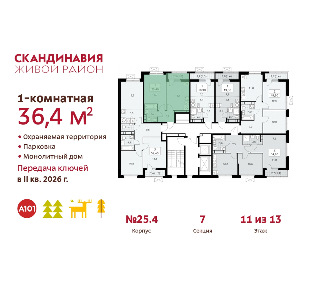 квартира г Москва п Сосенское б-р Скандинавский 25/4 жилой район «Скандинавия» Сосенское, Бутово фото 2