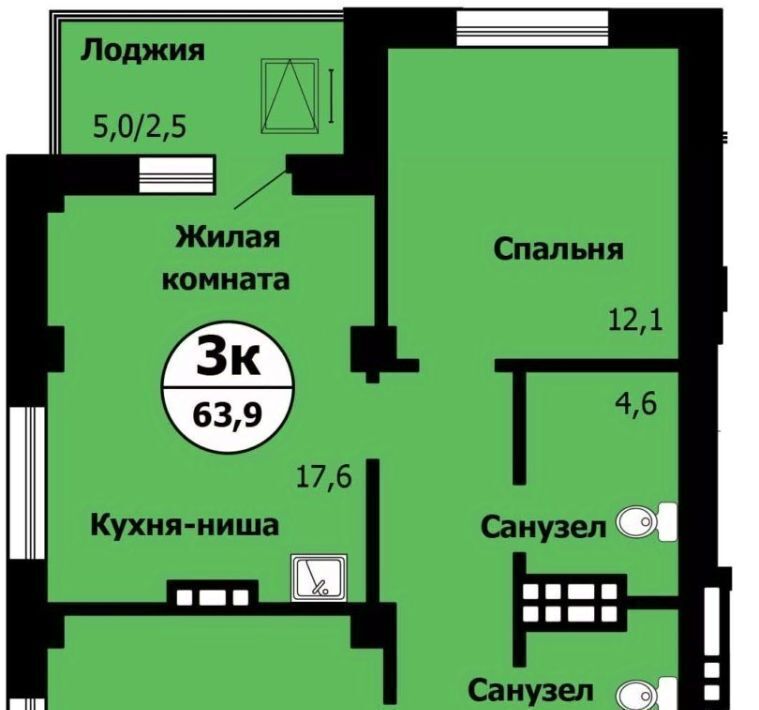 квартира г Красноярск р-н Октябрьский ул Лесопарковая 43к/1 фото 1