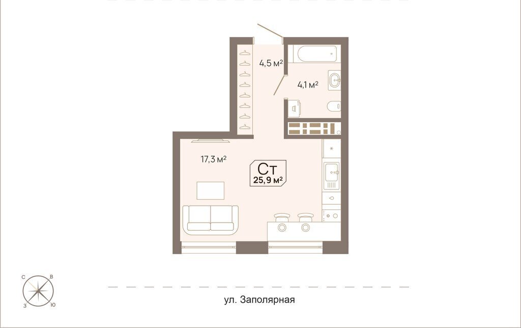 квартира г Тюмень ул Заполярная 3 Калининский административный округ фото 1