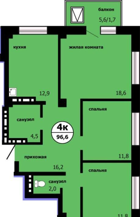 квартира г Красноярск р-н Свердловский ул Лесников 53 фото 1