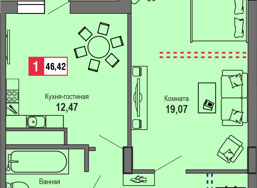 квартира г Тверь р-н Пролетарский Тверь городской округ, микрорайон Брусилово фото 1