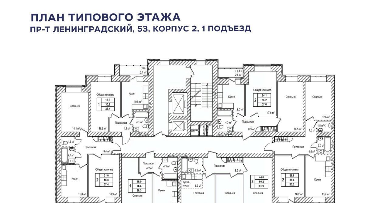 квартира г Кемерово р-н Ленинский пр-кт Ленинградский 53к/2 ЖК «Верхний бульвар» фото 2