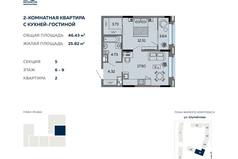 квартира г Ижевск р-н Октябрьский Север Ижевск городской округ, жилой комплекс Пять Континентов фото 1