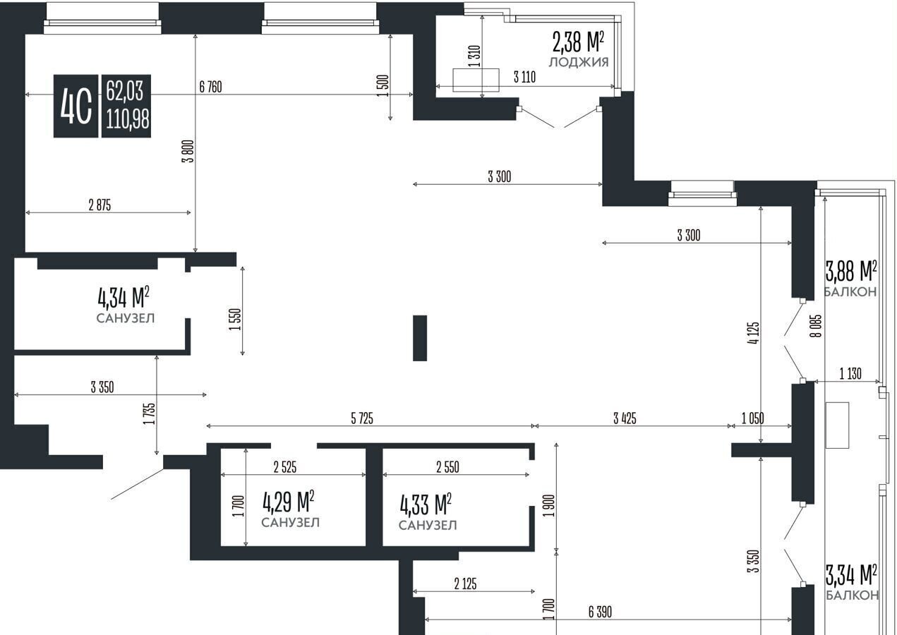 квартира г Барнаул р-н Октябрьский пр-кт Сибирский 2 ЖК «Opera Residence» блок-секция 1, д. 36в фото 4