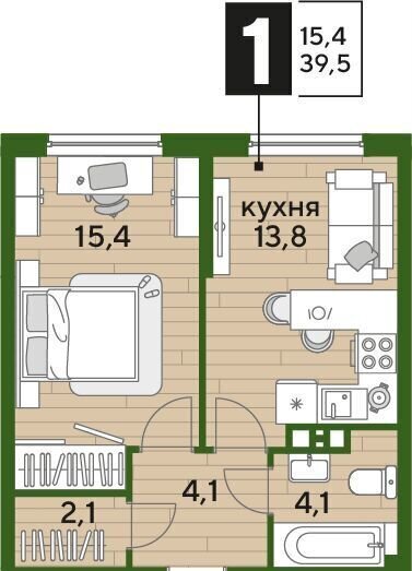 квартира г Краснодар р-н Прикубанский ул Красных Партизан 3 Мкр. «DOGMA PARK» фото 2