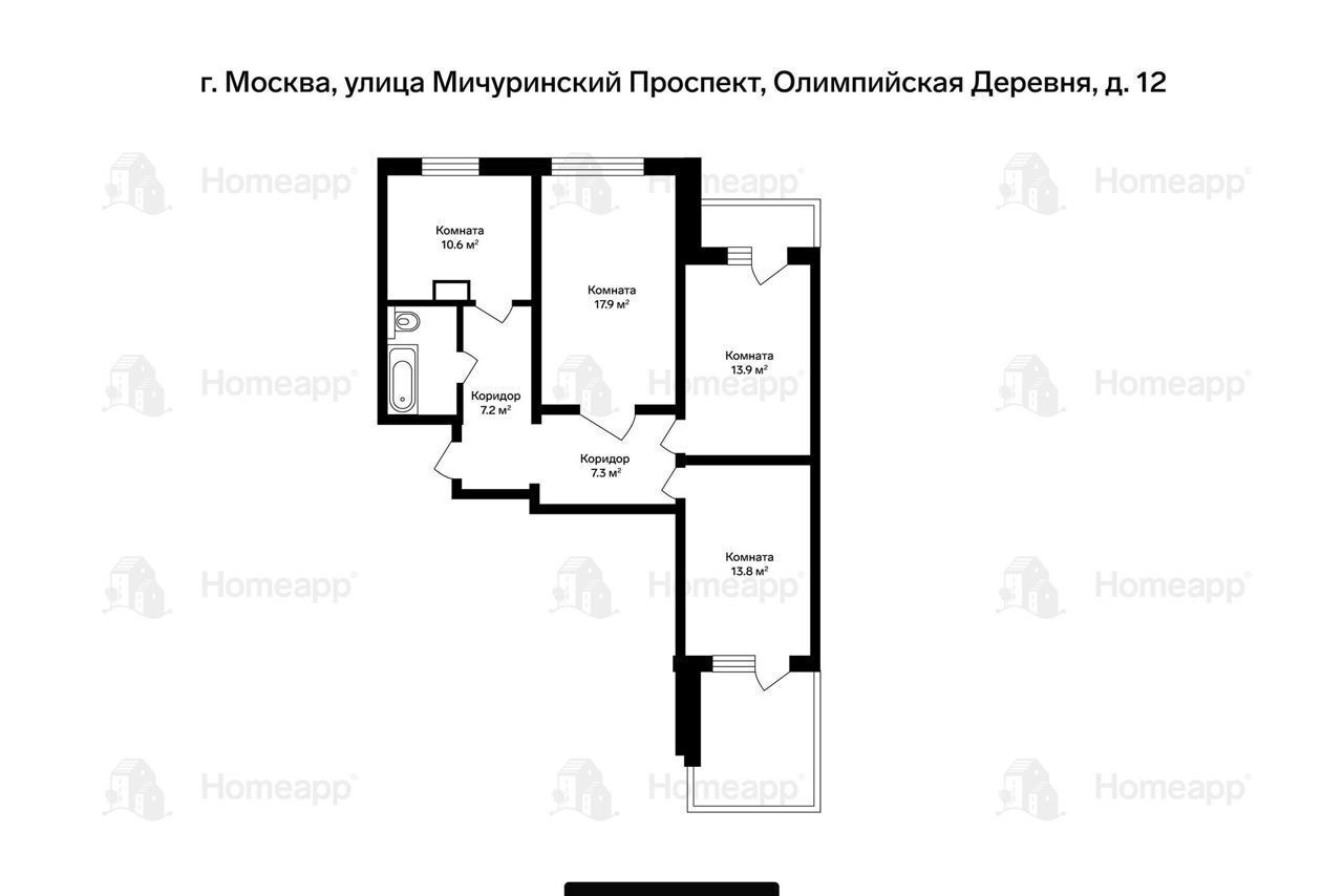 квартира г Москва метро Озерная пр-кт Мичуринский 12 Проспект, Олимпийская Деревня фото 25