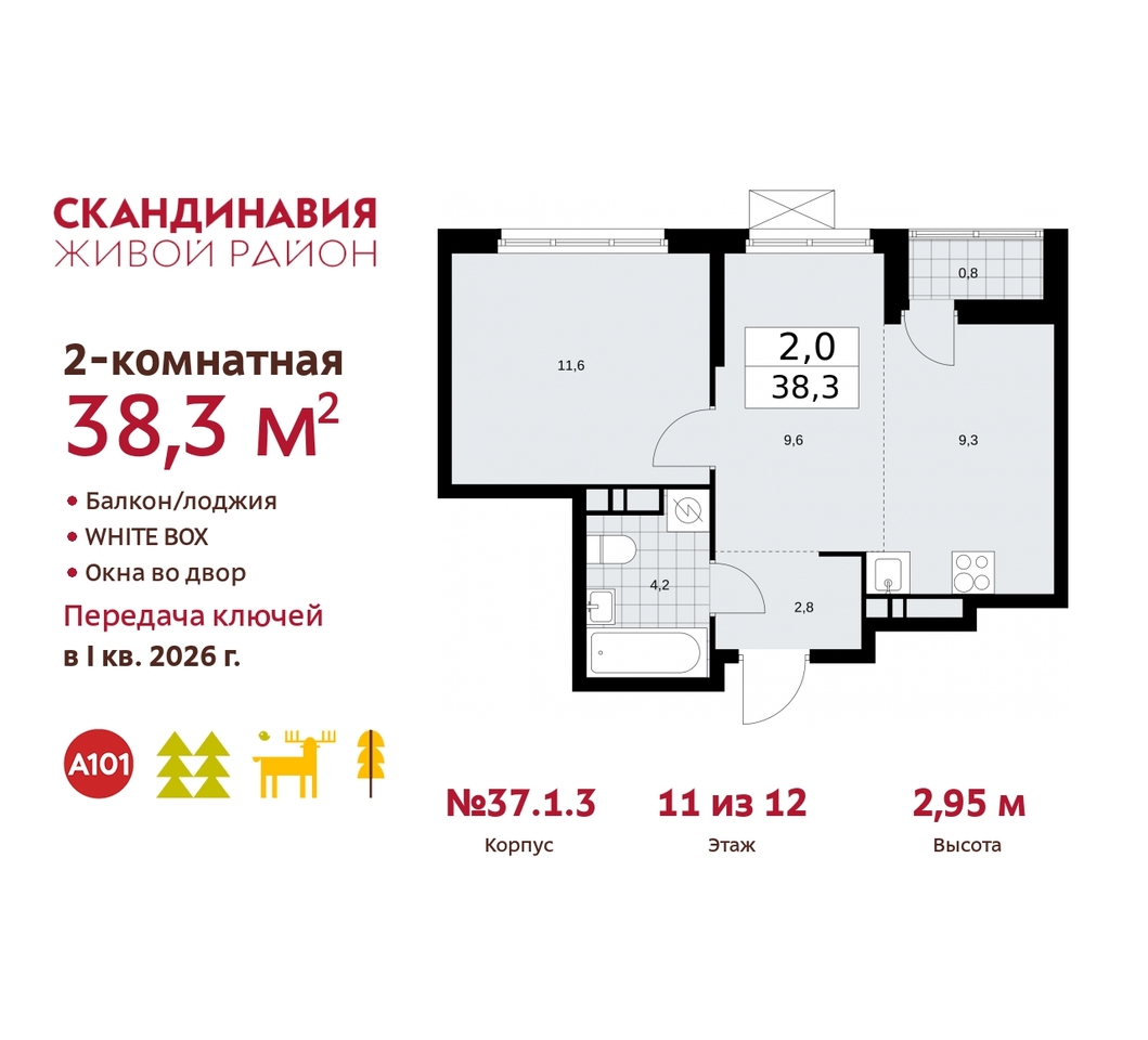 квартира г Москва п Сосенское жилой район «Скандинавия» Сосенское, жилой комплекс Скандинавия, 37. 1.3, Бутово фото 1