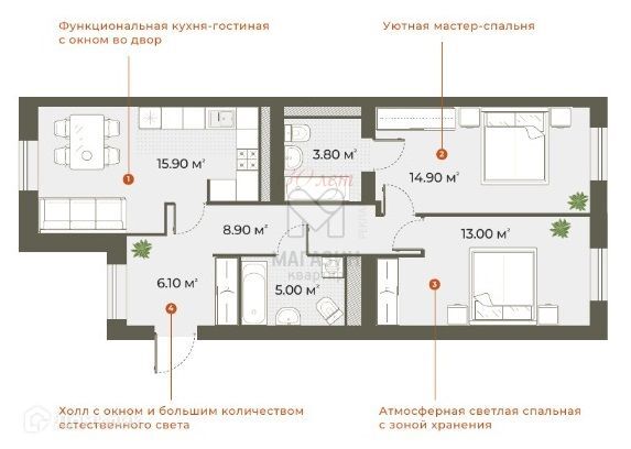 квартира г Санкт-Петербург ул Зеленогорская 3 Выборгский фото 2