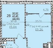 квартира г Каспийск жилой дом «На Кавказской» Кавказская ул., 16А фото 1