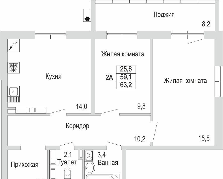 квартира г Набережные Челны р-н Комсомольский ул Авангардная 55 фото 3