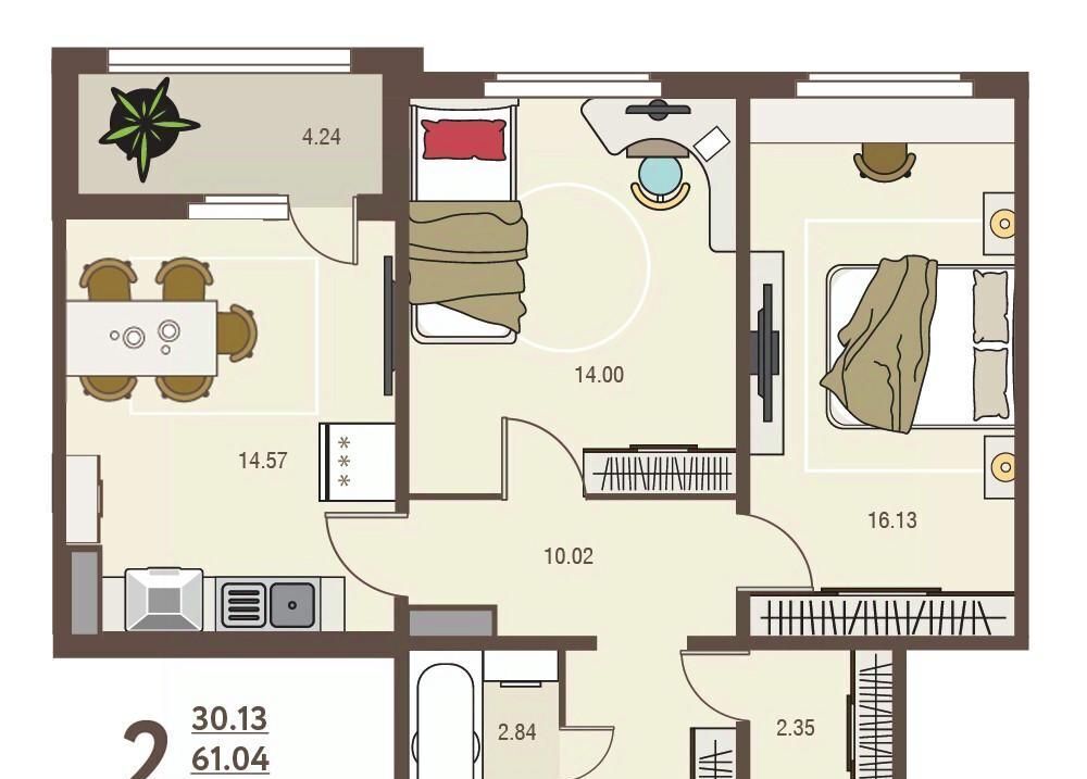 квартира г Курск р-н Сеймский ул Энгельса 115а/2 фото 1