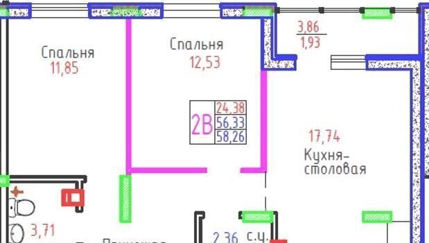 квартира г Тольятти р-н Автозаводский ул Маршала Жукова 60 ЖК «по ул. Маршала Жукова, 58» ЖК «Жуков» фото 3