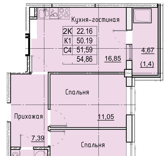 квартира г Ставрополь р-н Промышленный № 36 мкр, ЖК Фруктовый сад фото 1