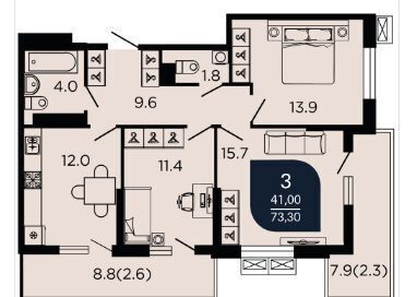 квартира г Краснодар р-н Прикубанский ул Конгрессная 1/1 фото 2