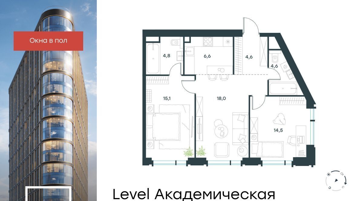 квартира г Москва метро Академическая ул Профсоюзная 2/22 муниципальный округ Академический фото 1