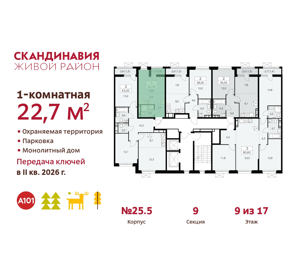 квартира г Москва п Сосенское б-р Скандинавский 25/5 жилой район «Скандинавия» Сосенское, Бутово фото 2