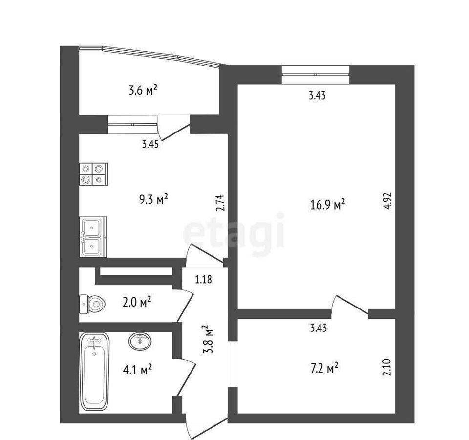 квартира г Тюмень р-н Восточный ул Николая Семенова 27к/2 фото 15