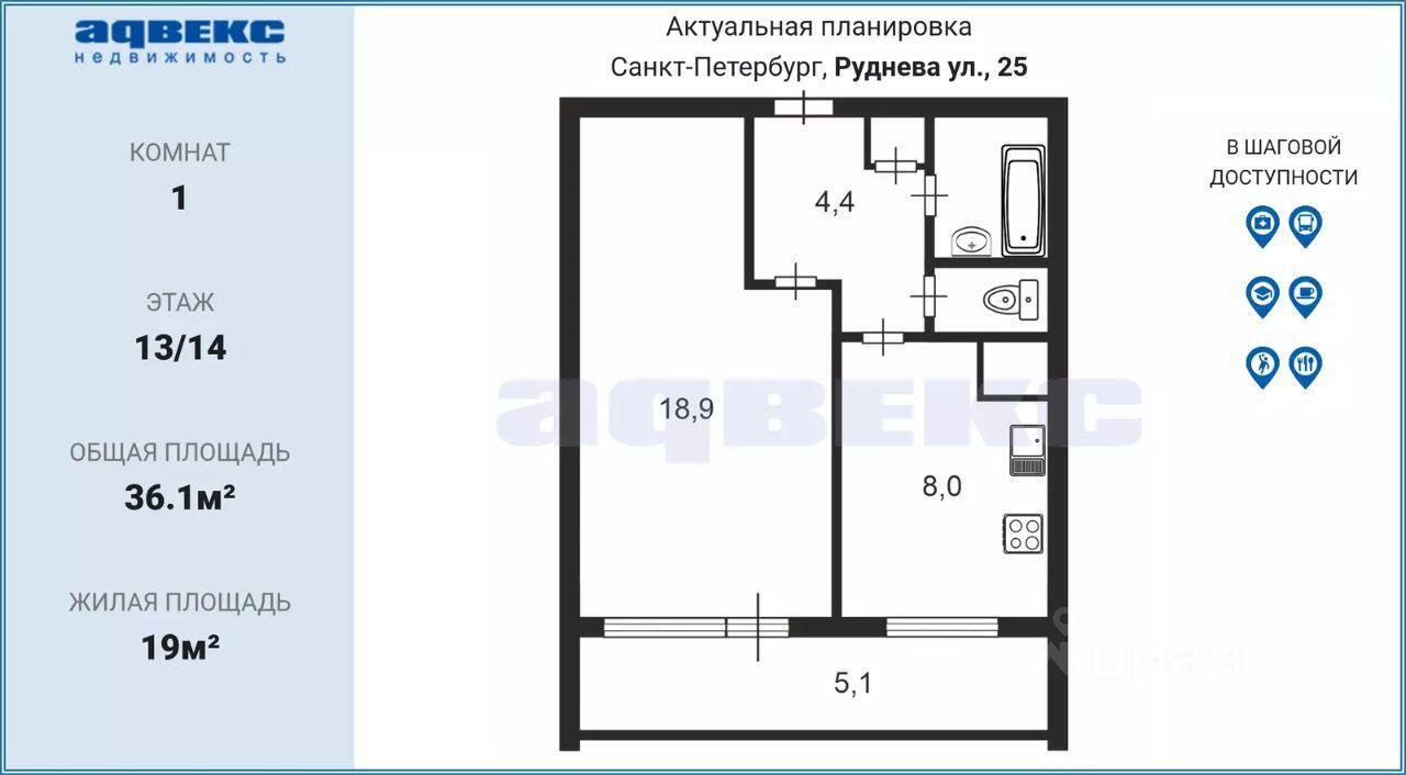 квартира г Санкт-Петербург ул Руднева 25 округ № 15, Ленинградская область фото 2