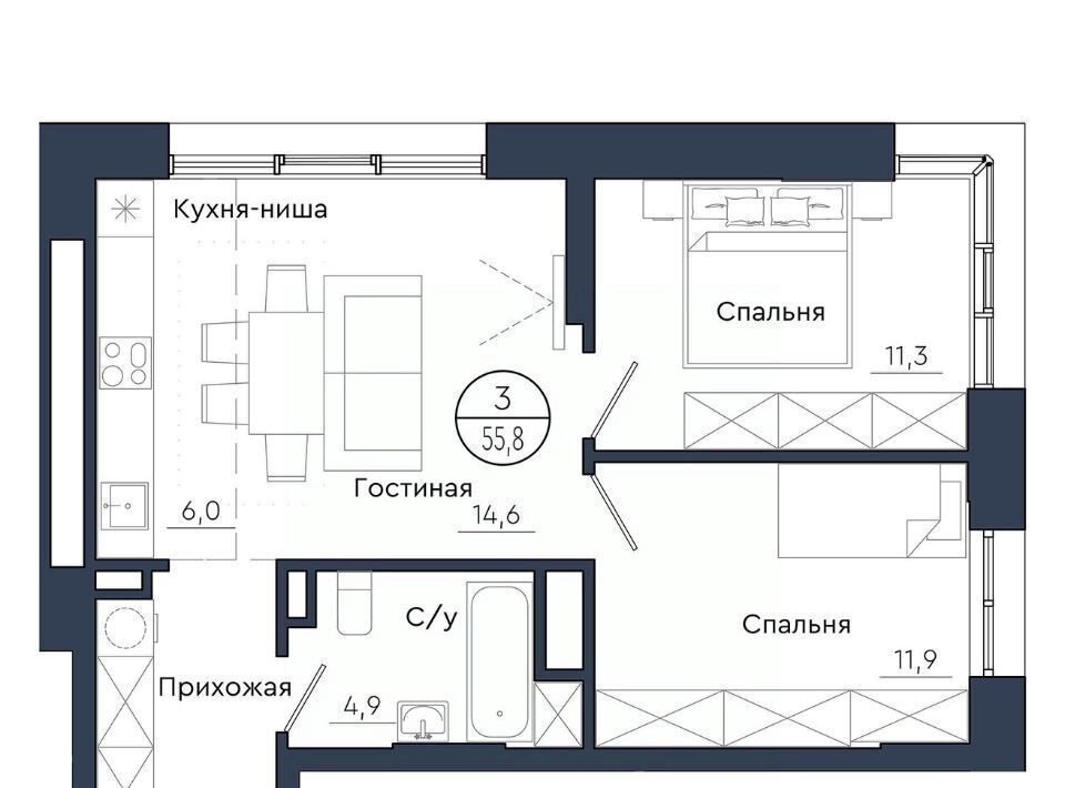 квартира г Красноярск р-н Центральный ЖК Чижи фото 1