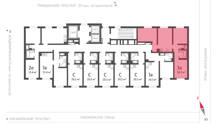 квартира г Санкт-Петербург пр-кт Пискарёвский 6/1 д. 145к фото 2