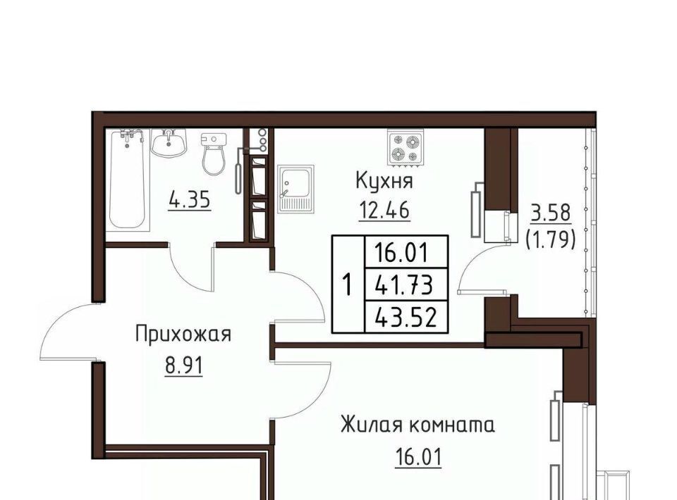 квартира г Орел р-н Заводской ул Левый Берег реки Оки 21к/1 фото 1