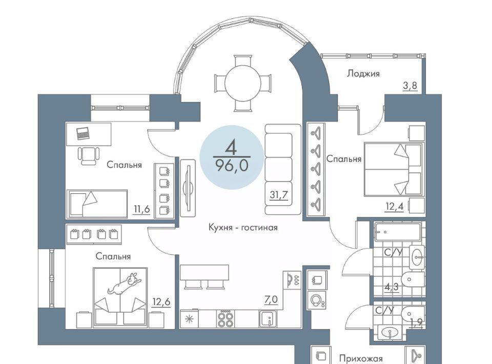 квартира г Красноярск р-н Свердловский Пашенный Портовый жилой комплекс, 1 фото 1