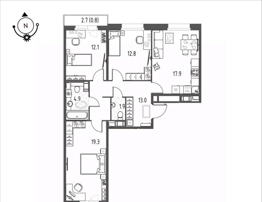 квартира г Омск р-н Кировский микрорайон Зелёная Река 11 фото 1