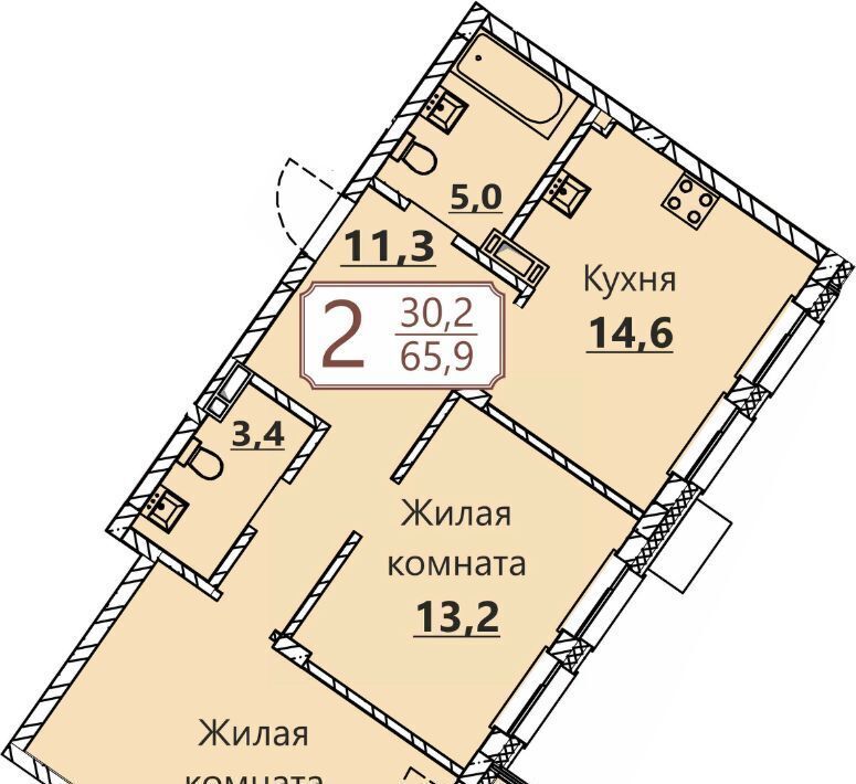 квартира г Чебоксары р-н Московский ул Герцена поз 3 фото 1