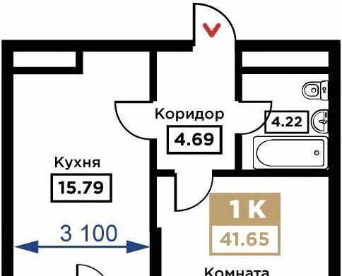 квартира г Краснодар р-н Прикубанский Школьный микрорайон ул Школьная 1 ЖК «Сердце» фото 1