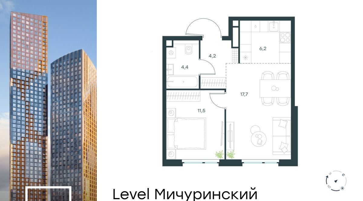квартира г Москва метро Мичуринский проспект ЖК Левел Мичуринский к 9 фото 1