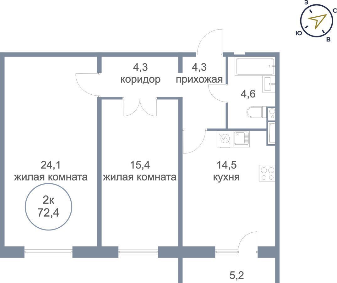 квартира г Сургут р-н Восточный тракт Югорский 54/1 ЖК «Георгиевский» фото 1